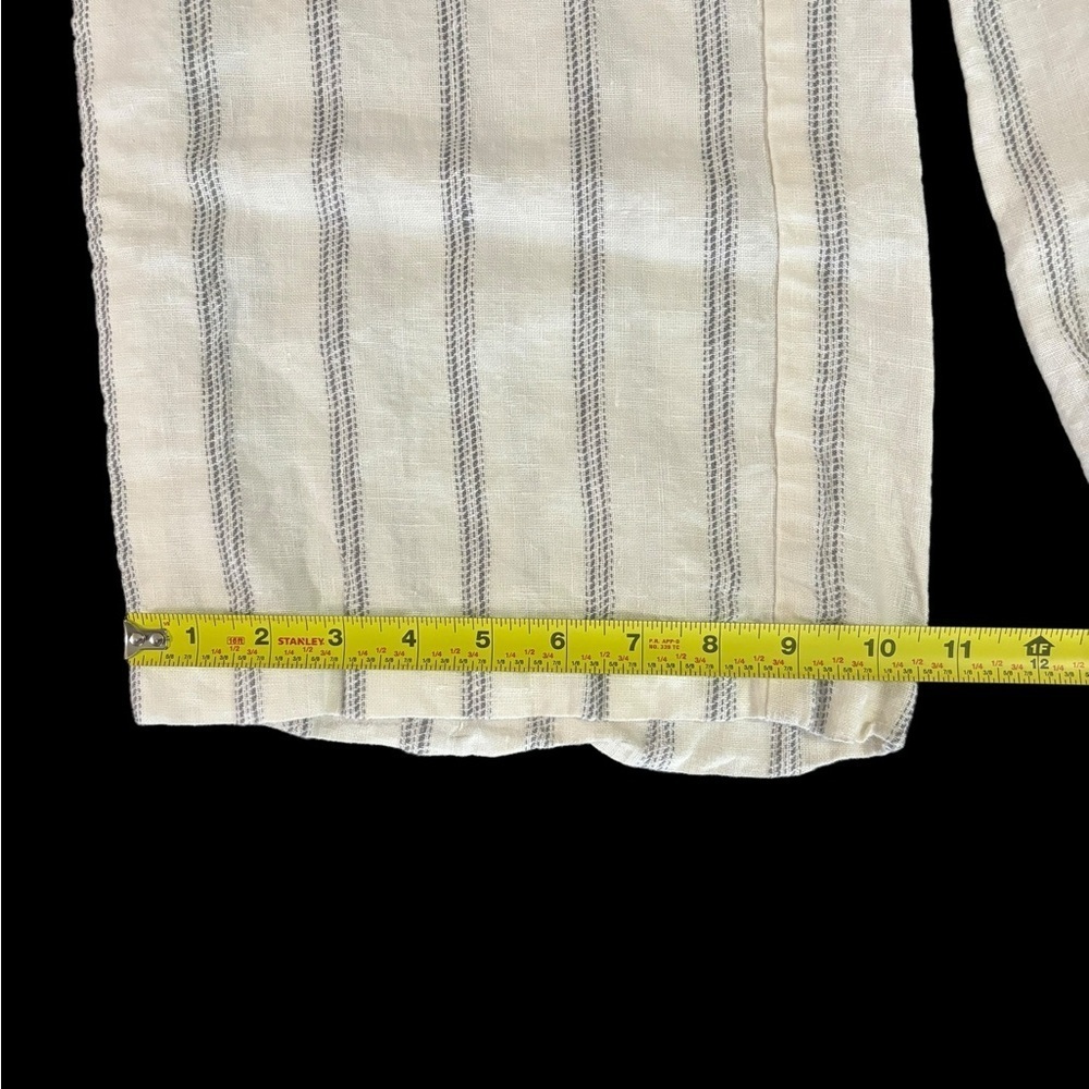 Athleta Stripe Bali 100% Linen Pants Women's Blue White Pinstripes wide … - Picture 9 of 12